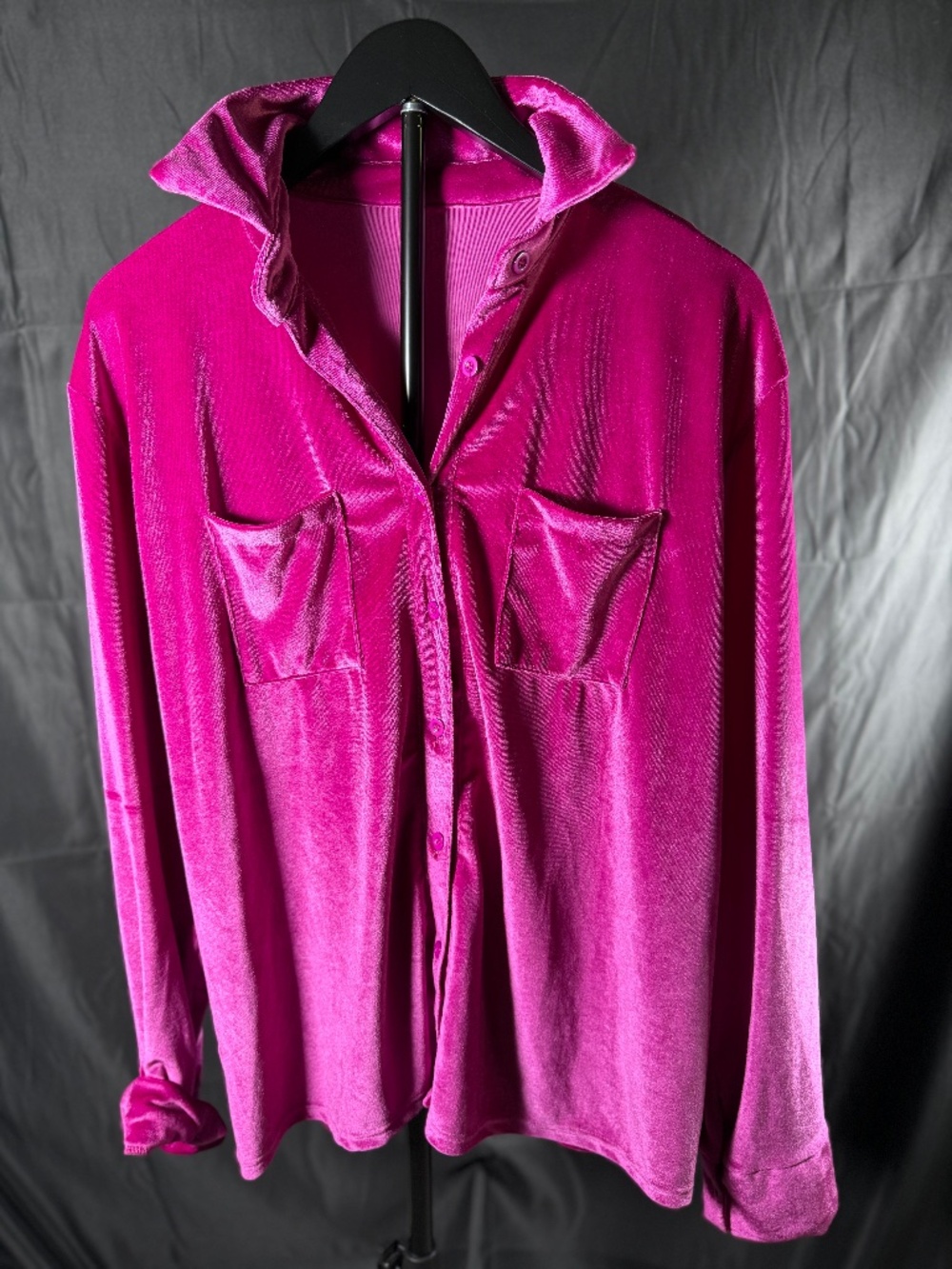 Lightweight Hot Pink Velvet Top (XL)